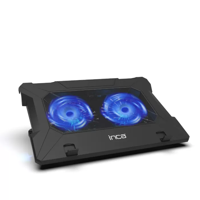 INCA INC-021RX ERGONOMIC DOUBLE FAN + STAND + WITH RUBBER SILENT NOTEBOOK COOLER BLACK