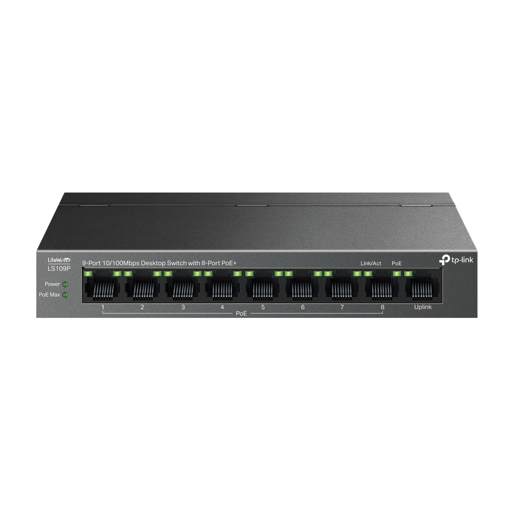 TP-Link LS109P 9Port 1 X 10/100Mbps + 8 X 10/100 Mbps PoE+, 63W Switch