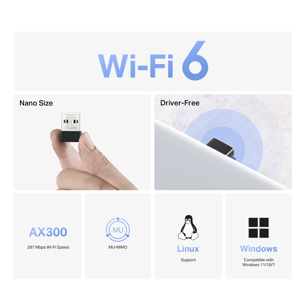 TP-Link Mercusys MA14N AX300 Nano Wi-Fi USB Adaptör - 3