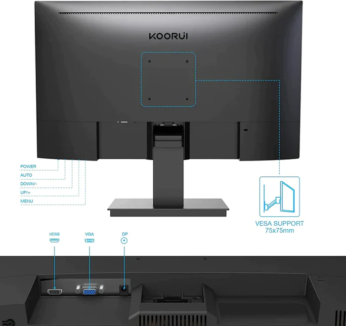 KOORUI 22N1 LED 21.5'' 75HZ 6MS MONİTÖR SİYAH - 2
