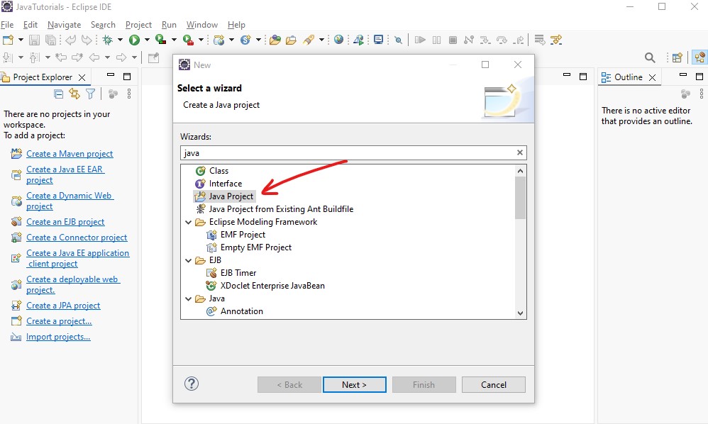 Create Java Project in Eclipse