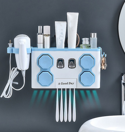 موزع معجون أسنان بلاستيكي مع 4 اكواب