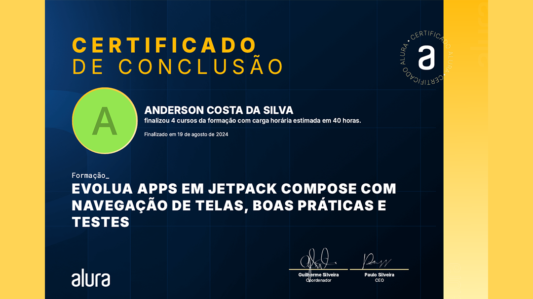 Formação Evolua apps em Jetpack Compose com navegação de telas, boas práticas e testes