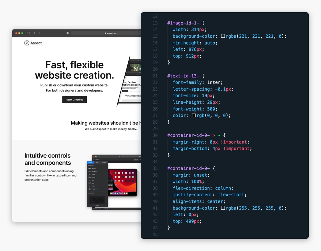 Aspect – The fastest way to make a website