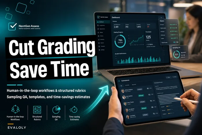 Cut grading time for mixed-format assessments: human-in-the-loop workflows, rubrics, and sampling