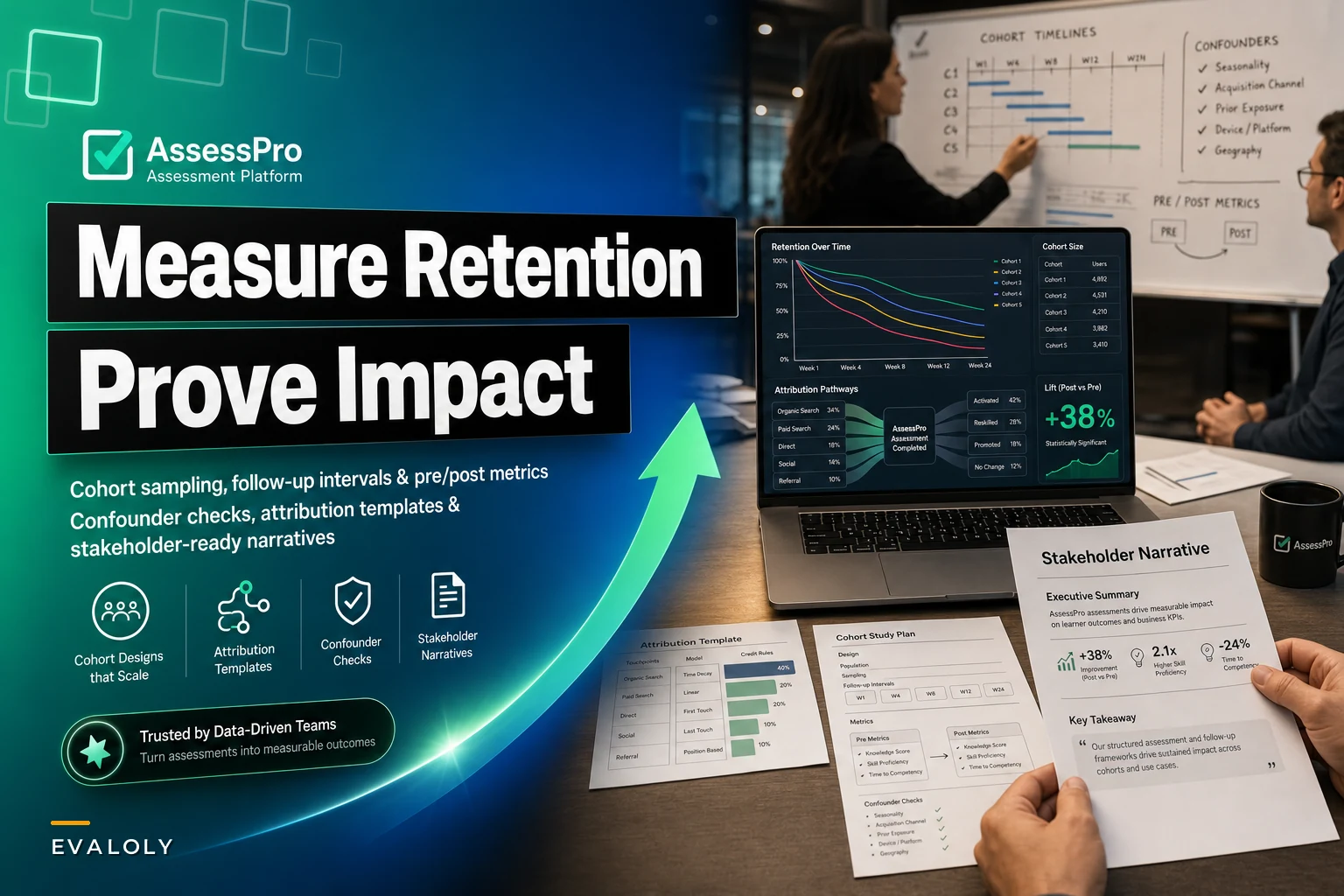 Measuring retention and impact: cohort designs, attribution templates, and stakeholder narratives