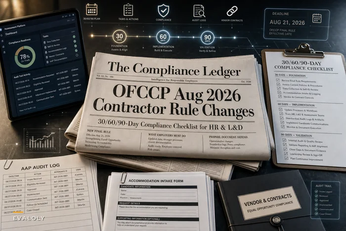 Responding to OFCCP’s Aug 2026 Contractor Rule Changes: A Practical Assessment Compliance Checklist for HR and L&D