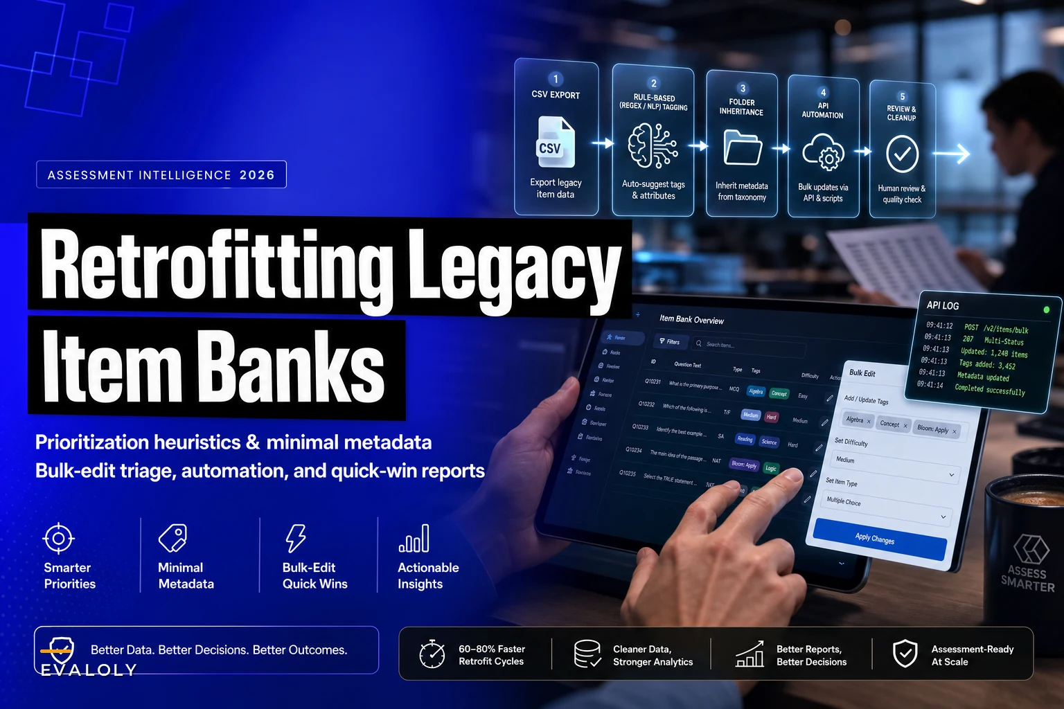 Retrofitting legacy item banks for analytics: prioritization heuristics, minimal metadata, and bulk-edit quick wins