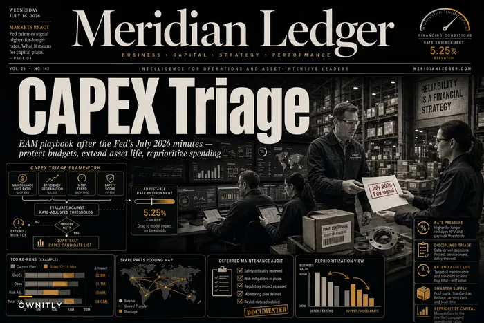 After the Fed’s July 2026 minutes: 5 immediate EAM moves to protect budgets, extend asset life, and reprioritize CAPEX