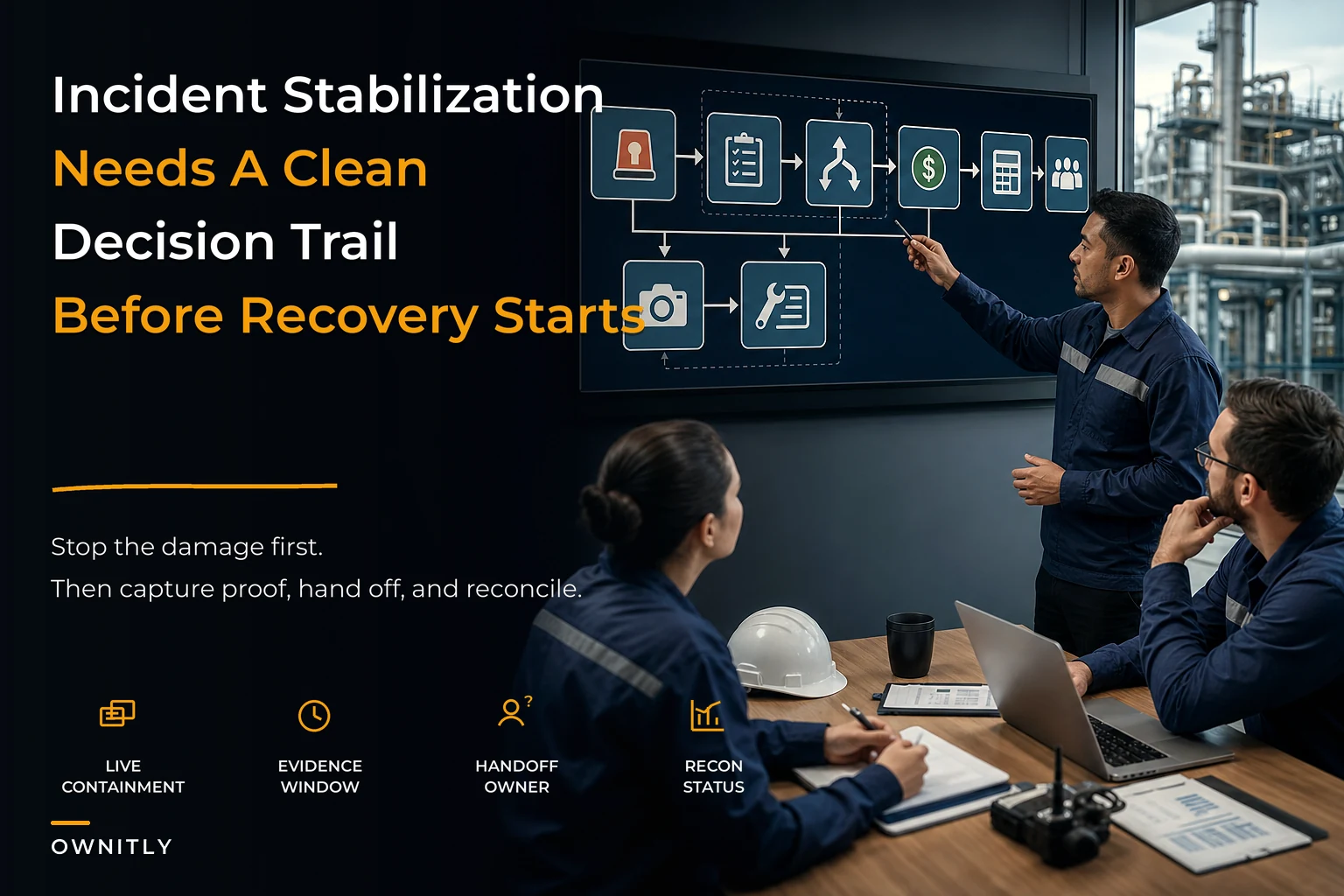Incident-response framework for critical asset failures: stabilize, evidence packets and EAM handoffs