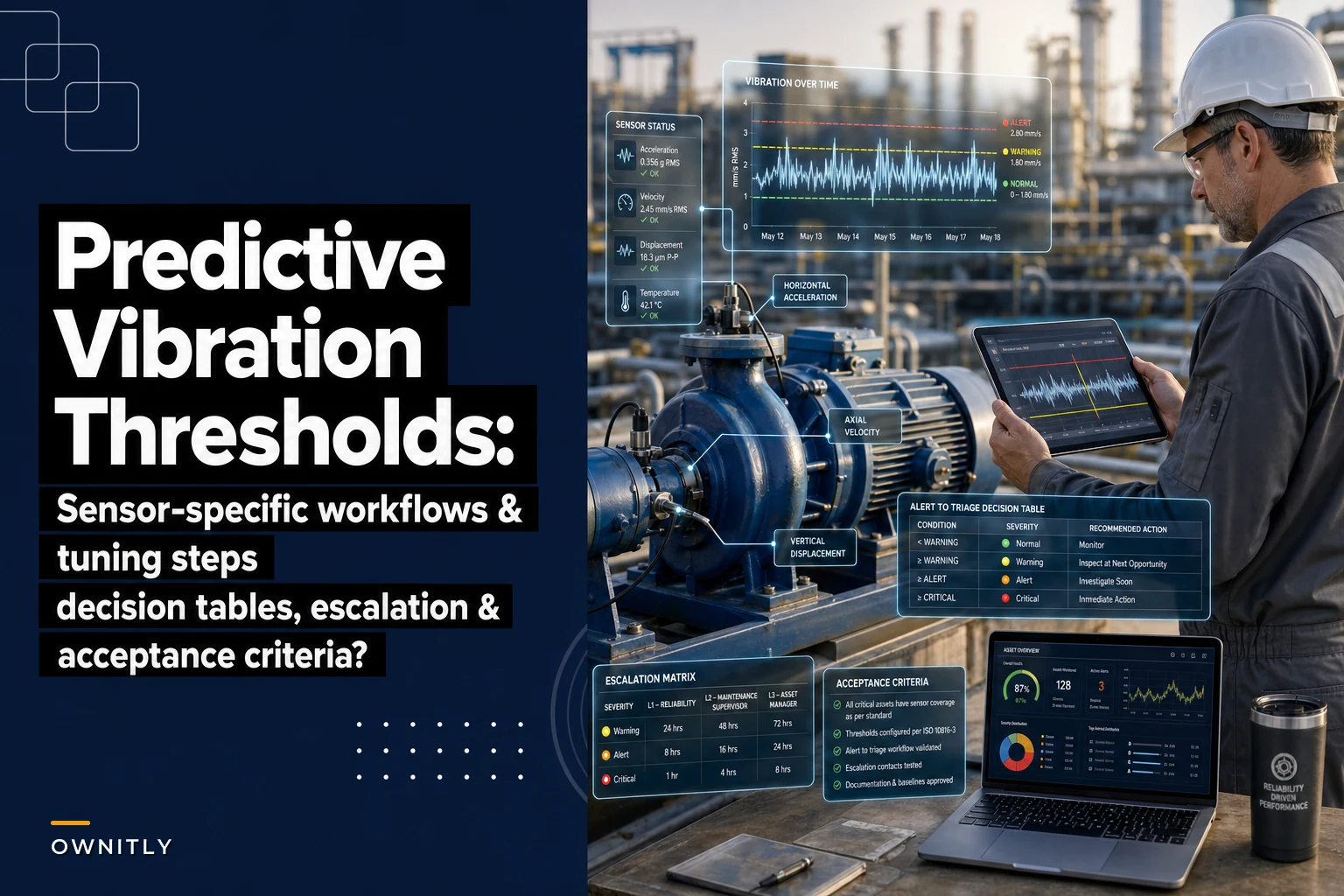 Predictive vibration threshold tuning for rotating equipment: sensor-specific workflows, decision tables and acceptance criteria