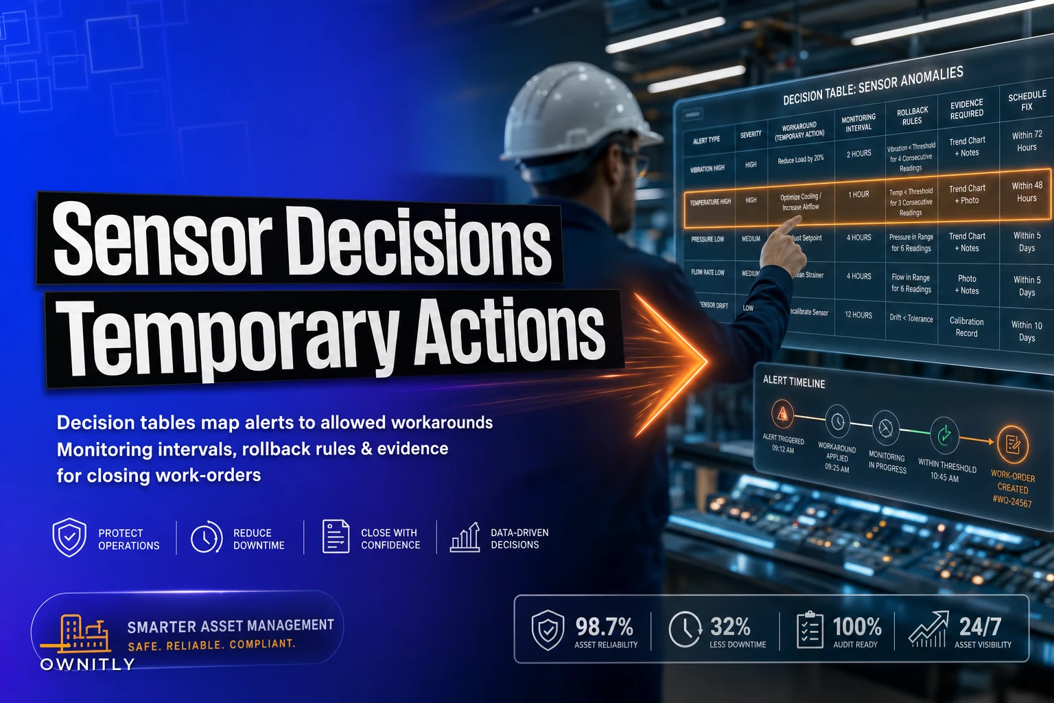 Turn sensor anomalies into temporary maintenance actions: decision tables for workarounds vs schedule fixes