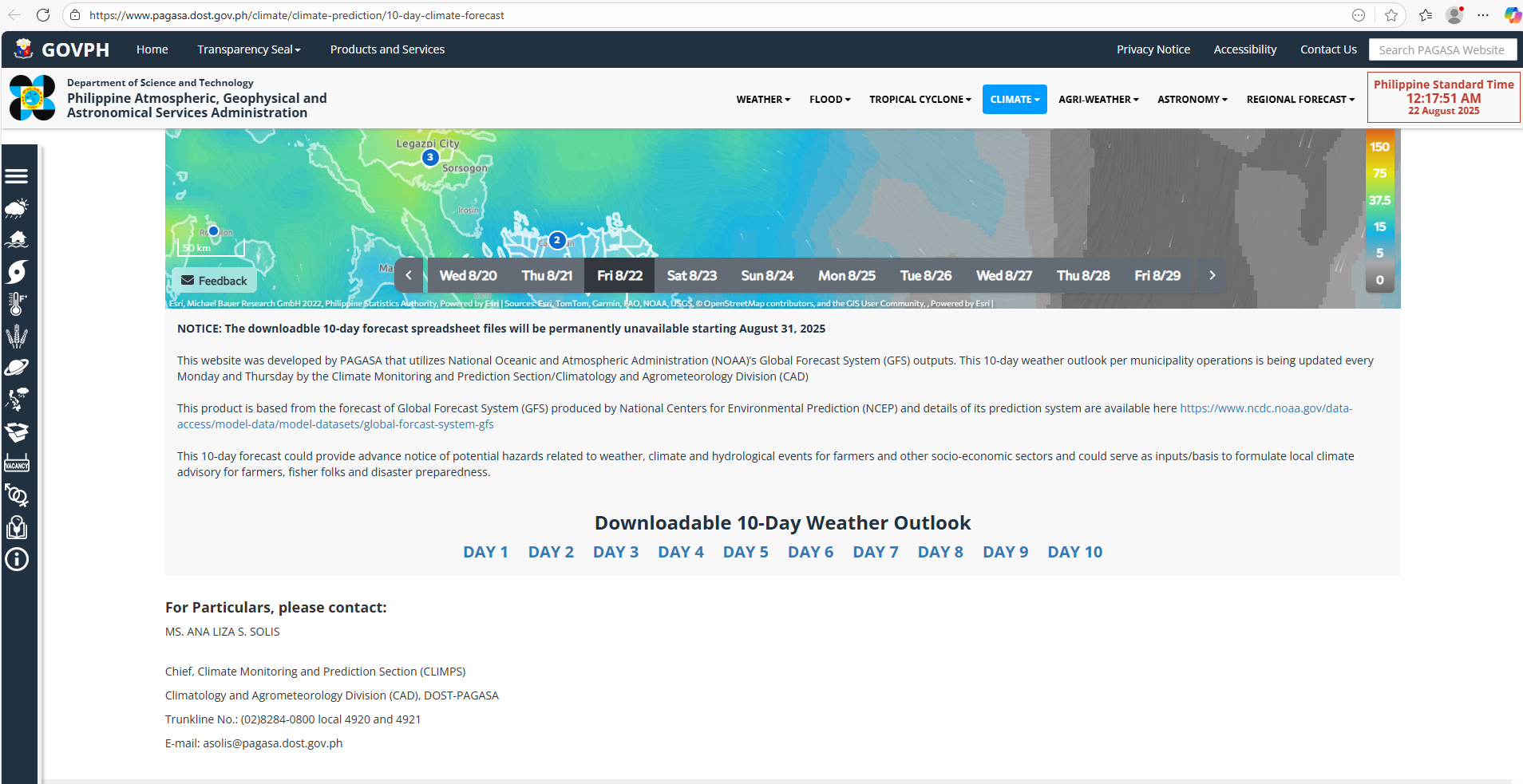 PAGASA 10-Day Excel files discontinuation announcement