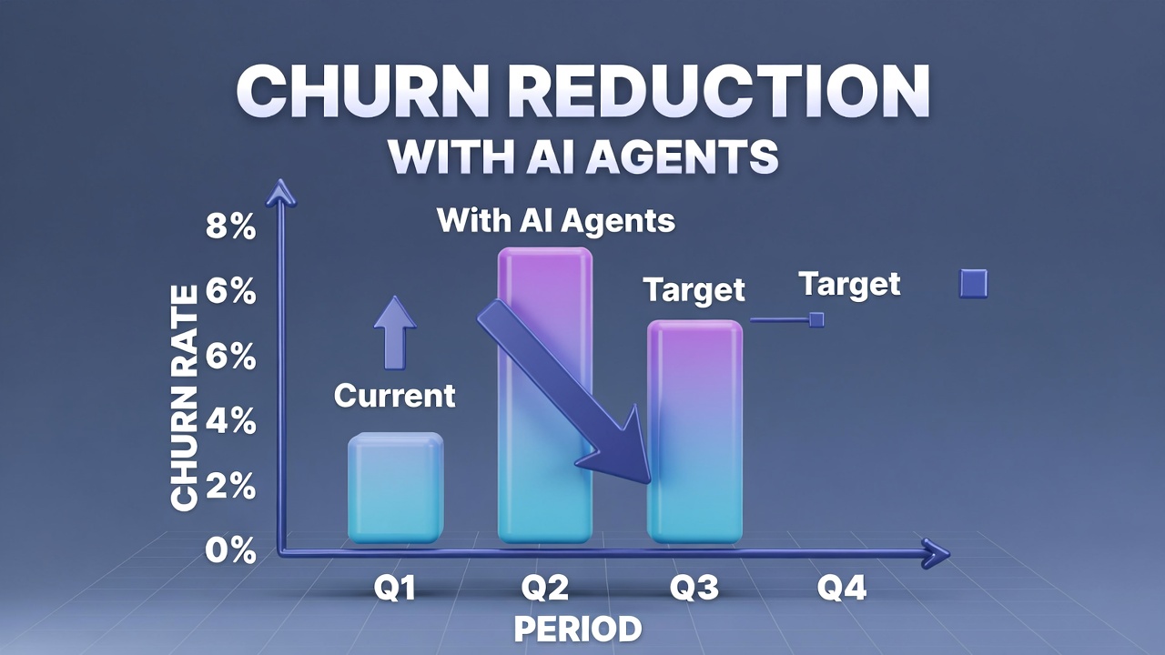 Chart showing churn reduction with AI agents