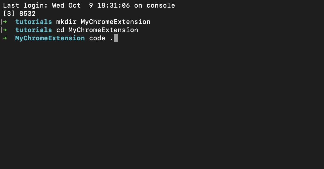 Create directory via terminal