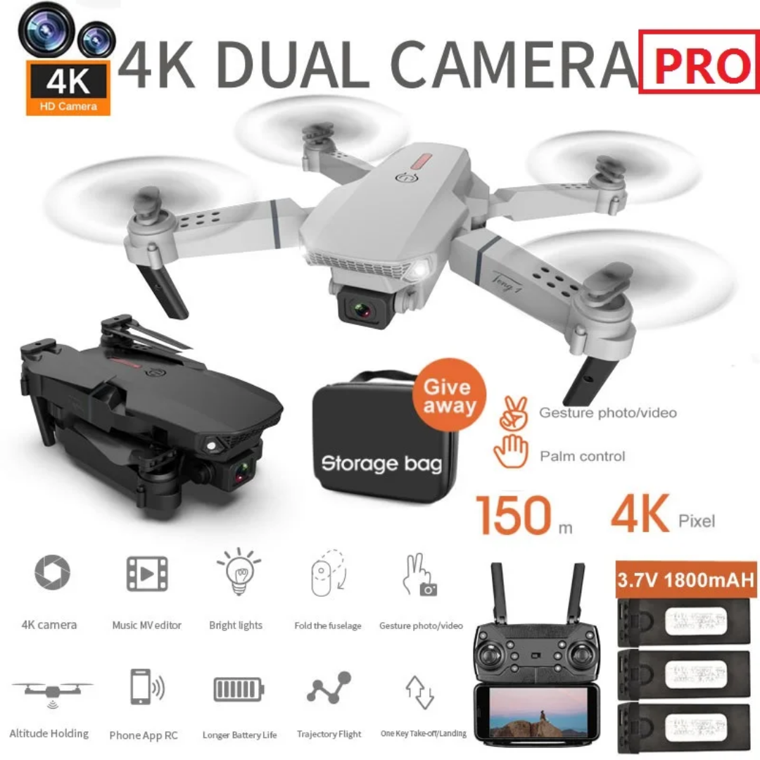 Drone PC mini pliable E88 avec caméra HD 4K
