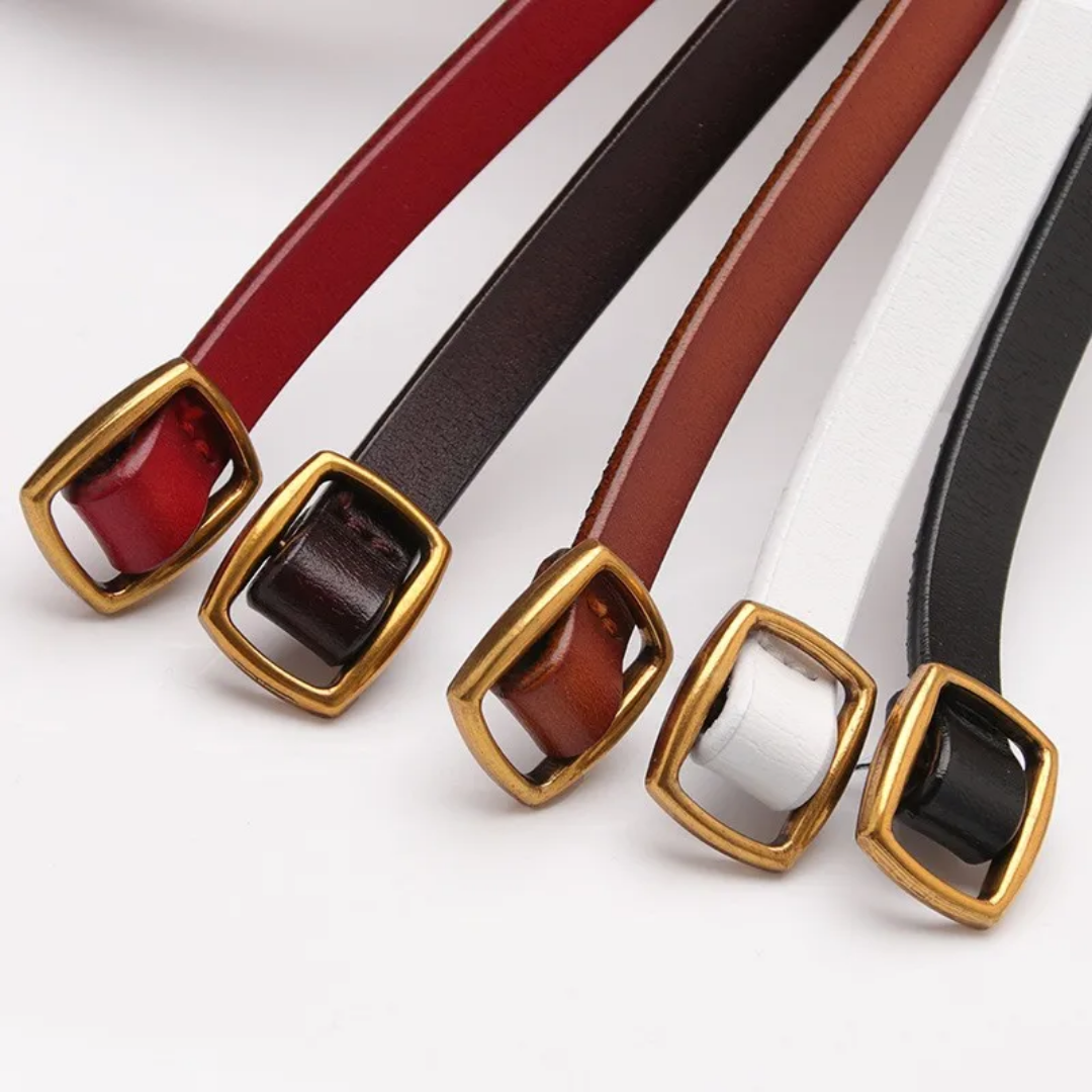 Ceinture fine en cuir véritable