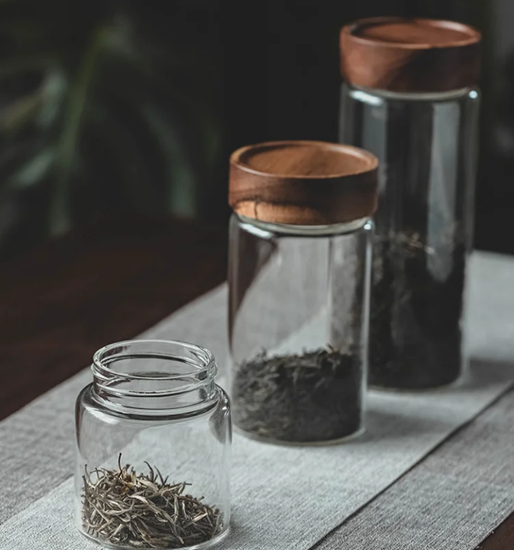 Collection "Héritage" – Bocaux de Stockage en Verre Borosilicate & Bois Précieux