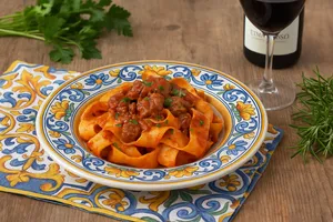 Pappardelle al ragù di cinghiale: sapori robusti alla siciliana