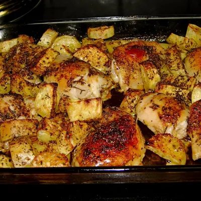 Pollo al forno con le patate