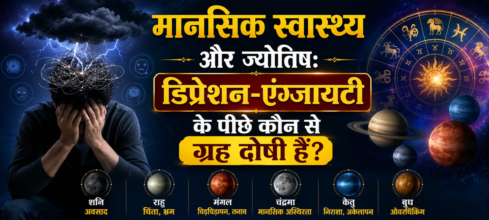 मानसिक स्वास्थ्य और ज्योतिष: डिप्रेशन-एंग्जायटी के पीछे कौन से ग्रह दोषी हैं?