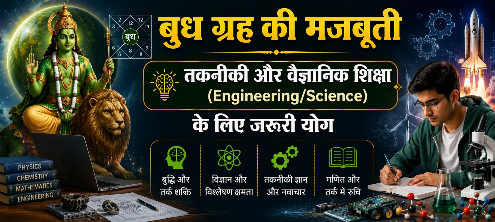 बुध ग्रह की मजबूती - तकनीकी और वैज्ञानिक शिक्षा (Engineering/Science) के लिए जरूरी योग