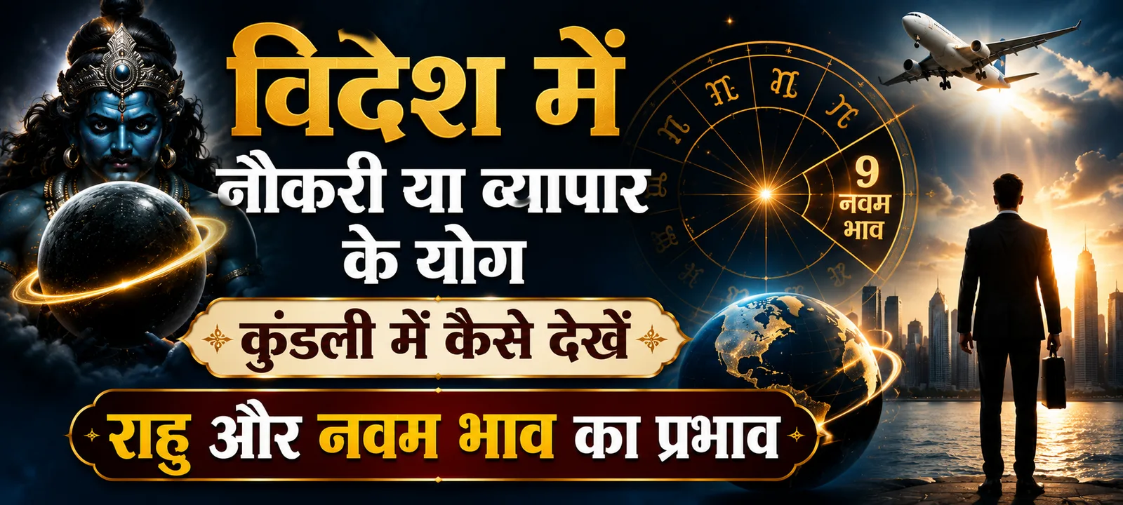 विदेश में नौकरी या व्यापार के योग कुंडली में कैसे देखें – राहु और नवम भाव का प्रभाव