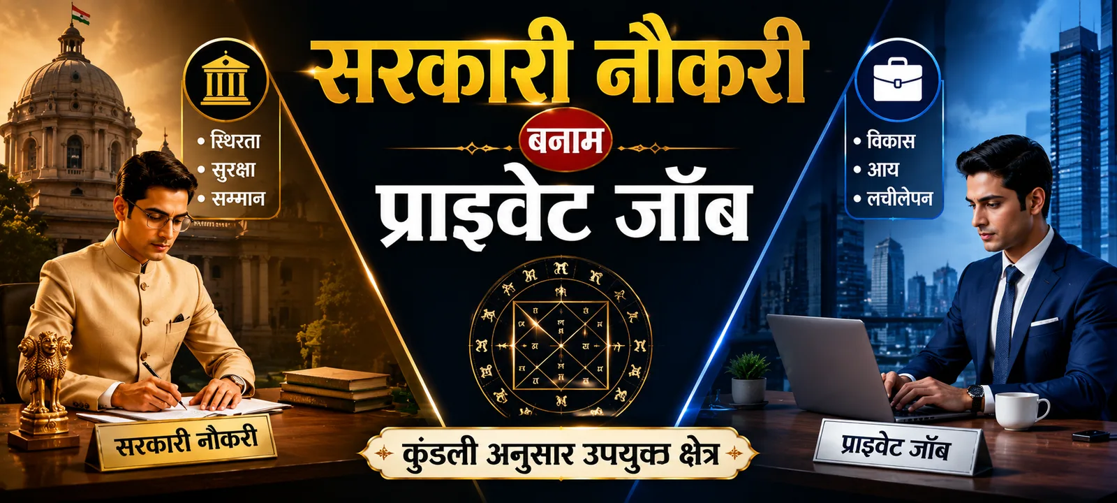 सरकारी नौकरी बनाम प्राइवेट जॉब – कुंडली अनुसार उपयुक्त क्षेत्र