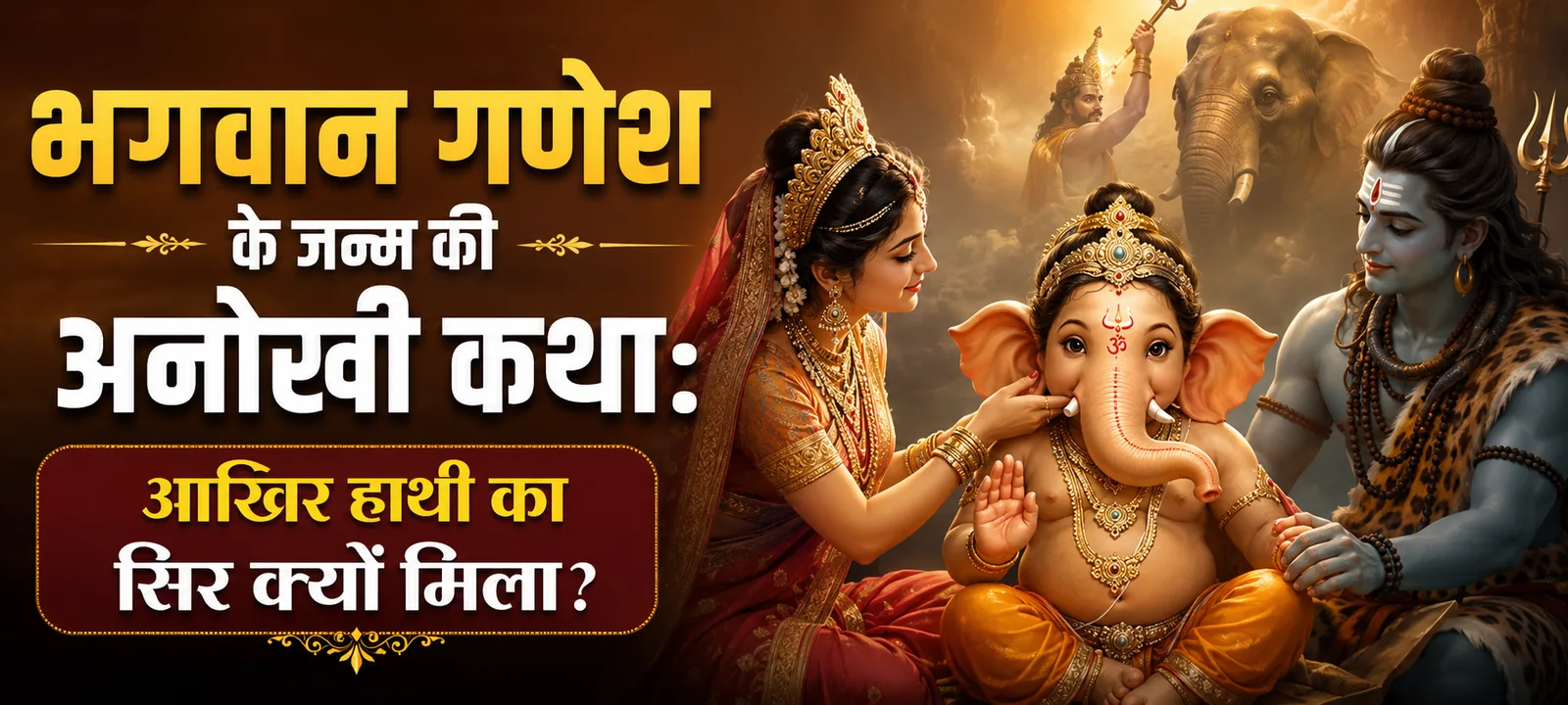 भगवान गणेश के जन्म की अनोखी कथा: आखिर हाथी का सिर क्यों मिला?