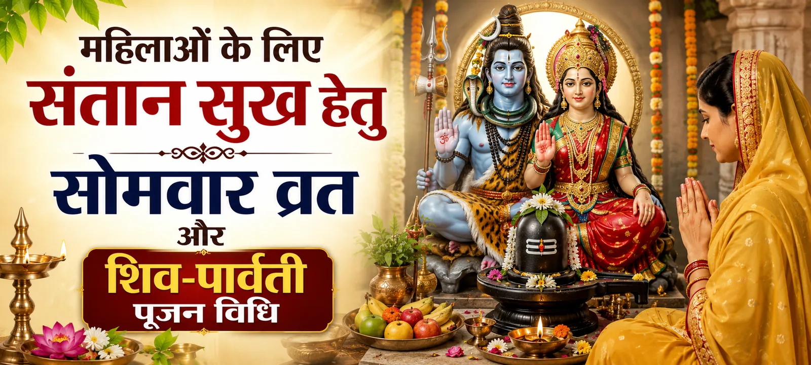 महिलाओं के लिए संतान सुख हेतु सोमवार व्रत और शिव-पार्वती पूजन विधि