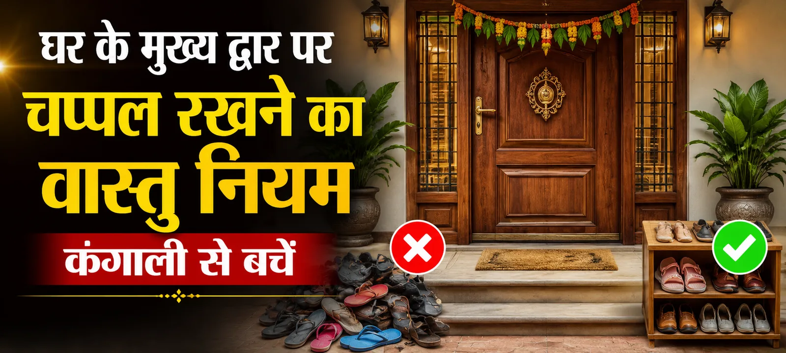 घर के मुख्य द्वार पर चप्पल रखने का वास्तु नियम | कंगाली से बचें