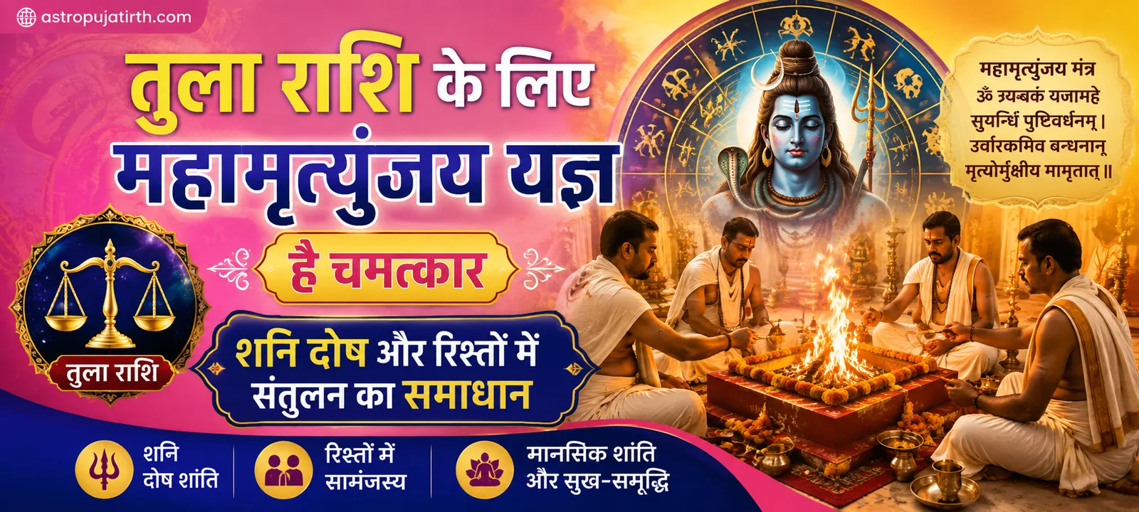 तुला राशि के लिए महामृत्युंजय यज्ञ है चमत्कार — शनि दोष और रिश्तों में संतुलन का समाधान