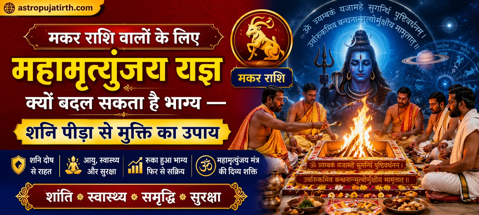 मकर राशि वालों के लिए महामृत्युंजय यज्ञ क्यों बदल सकता है भाग्य — शनि पीड़ा से मुक्ति का उपाय