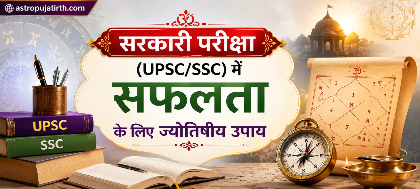 सरकारी परीक्षा (UPSC/SSC) में सफलता के लिए ज्योतिषीय उपाय