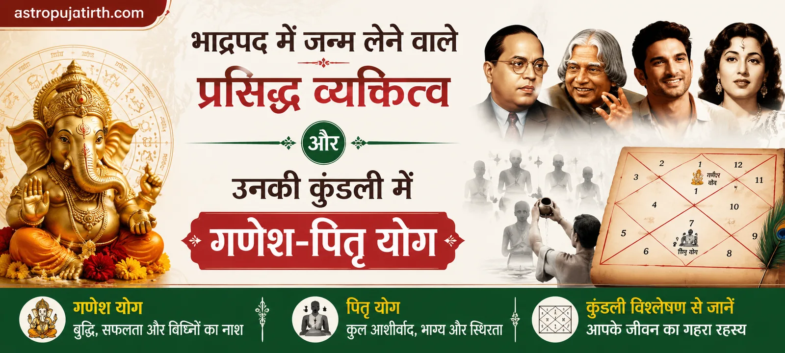 भाद्रपद में जन्म लेने वाले प्रसिद्ध व्यक्तित्व और उनकी कुंडली में गणेश-पितृ योग