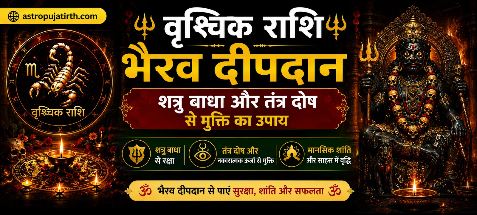 वृश्चिक राशि भैरव दीपदान — शत्रु बाधा और तंत्र दोष से मुक्ति का उपाय