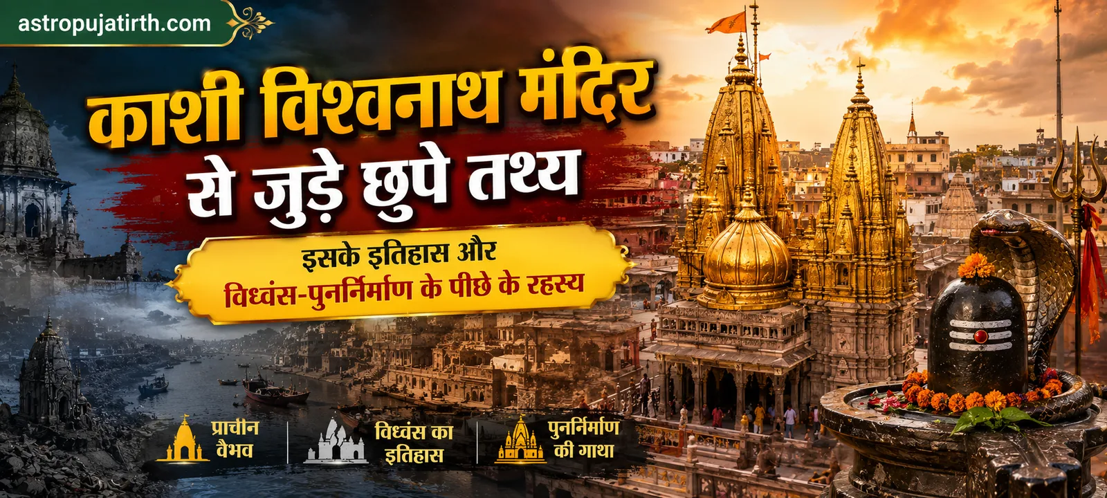 काशी विश्वनाथ मंदिर से जुड़े छुपे तथ्य — इसके इतिहास और विध्वंस-पुनर्निर्माण के पीछे के रहस्य