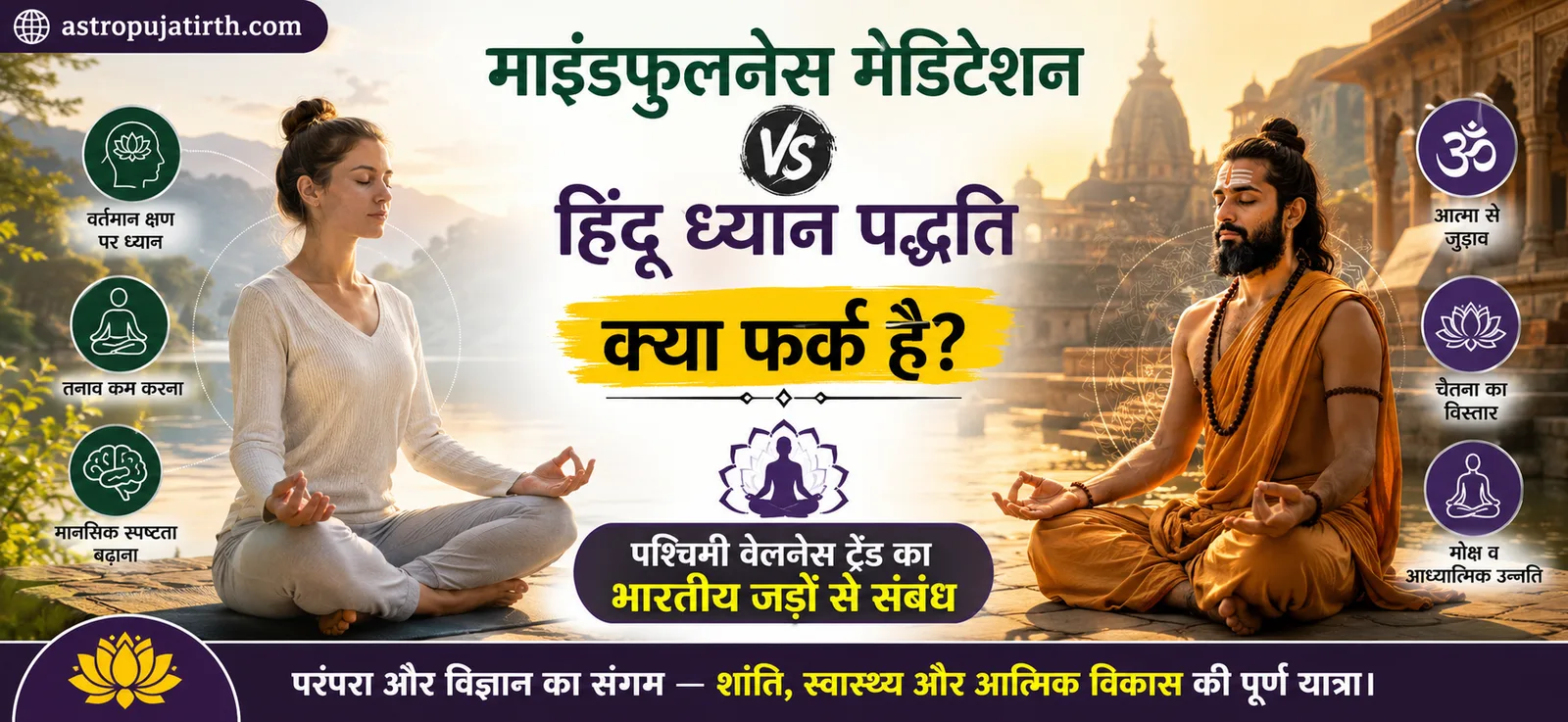 माइंडफुलनेस मेडिटेशन बनाम हिंदू ध्यान पद्धति: क्या फर्क है? — पश्चिमी वेलनेस ट्रेंड का भारतीय जड़ों से संबंध