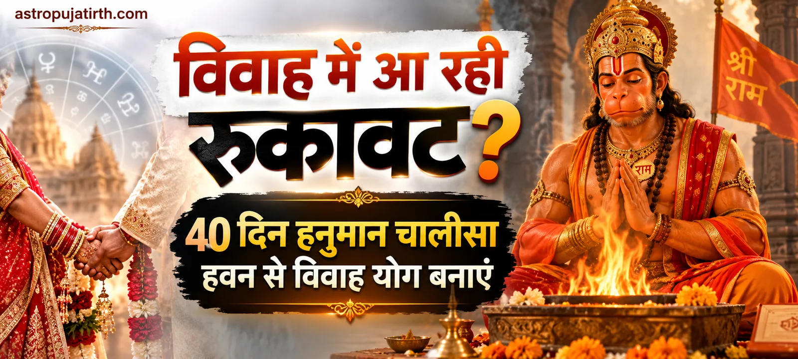 विवाह में आ रही रुकावट? 40 दिन हनुमान चालीसा हवन से विवाह योग बनाएं