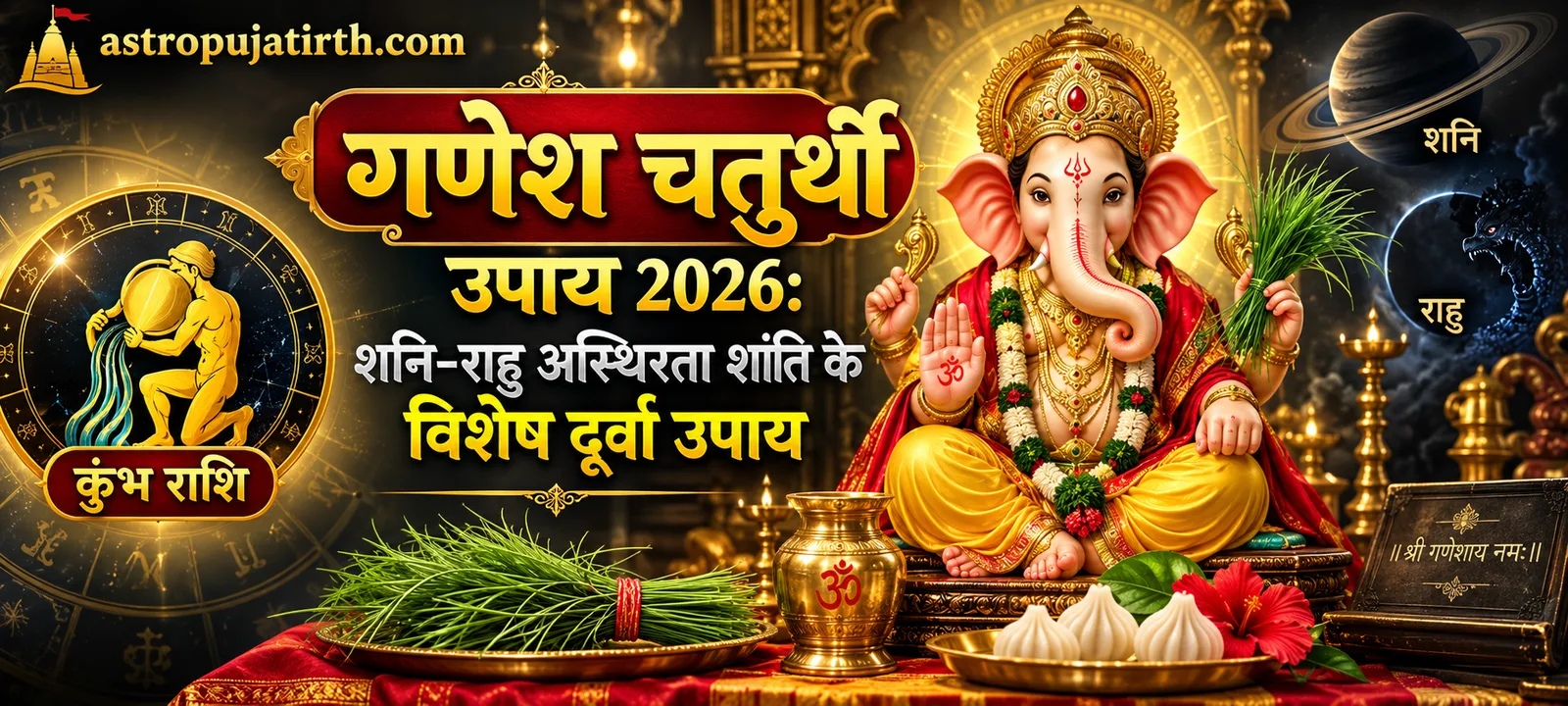 कुंभ राशि गणेश चतुर्थी उपाय 2026: शनि-राहु अस्थिरता शांति के विशेष दूर्वा उपाय