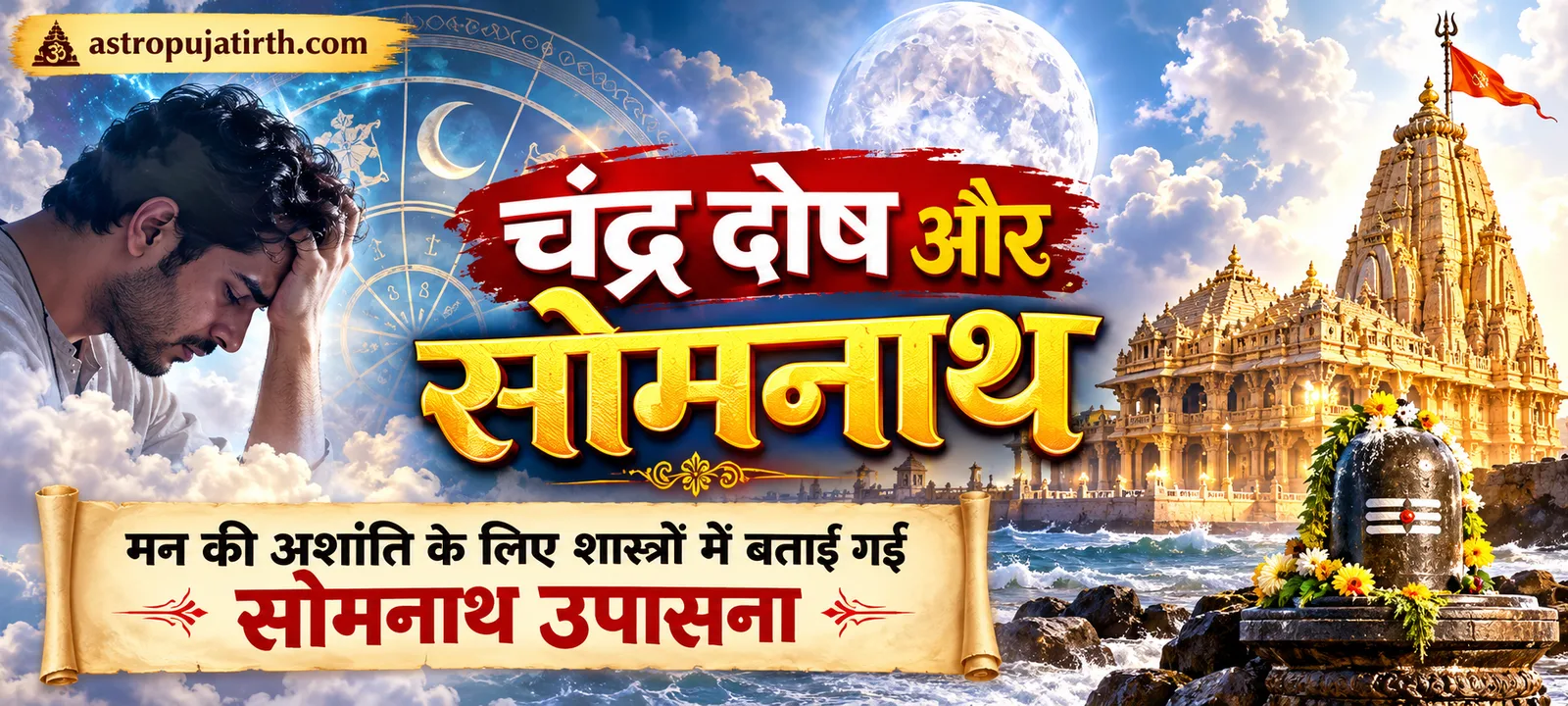 चंद्र दोष और सोमनाथ: मन की अशांति के लिए शास्त्रों में बताई गई सोमनाथ उपासना
