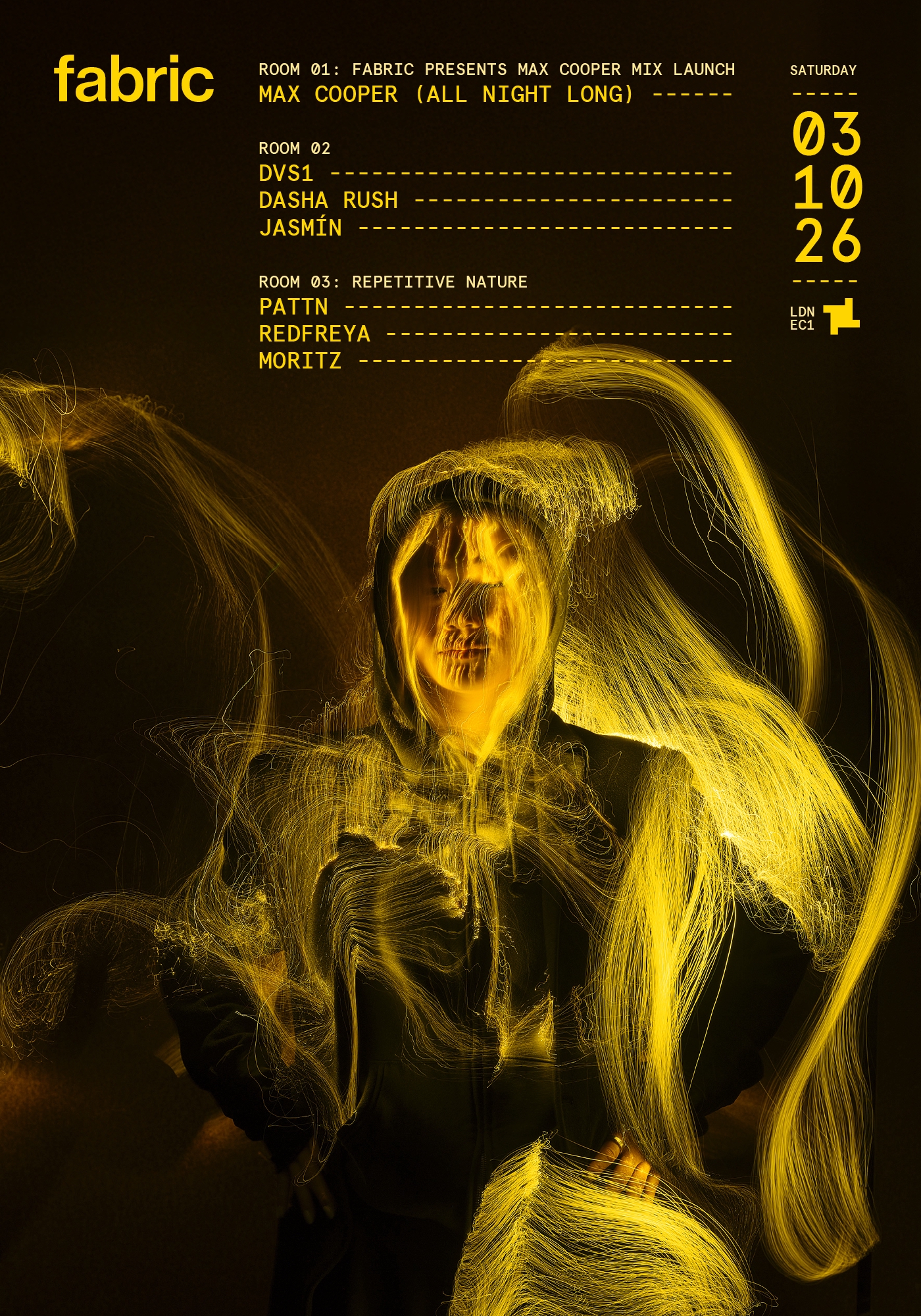 Max Cooper all night long with DVS1 and Dasha Rush at fabric