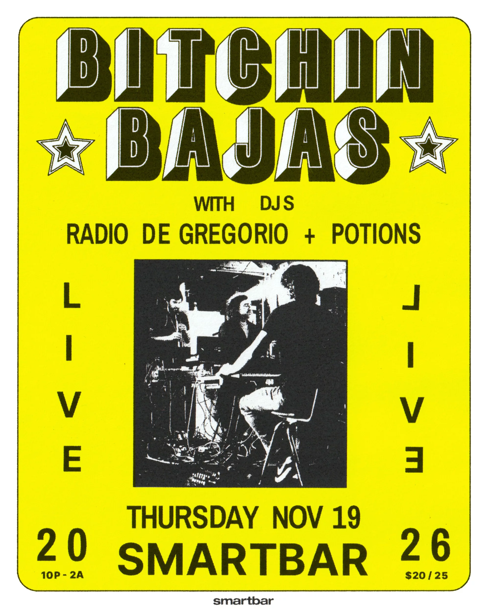 Bitchin Bajas lleva su directo a smartbar con Radio de Gregorio y Potions