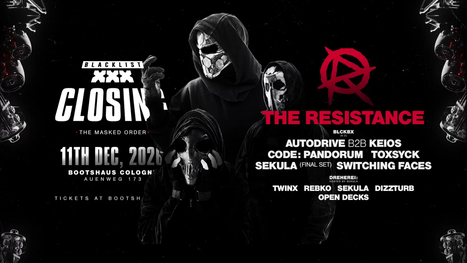 BLACKLIST mit The Resistance und CODE:PANDORUM im Bootshaus