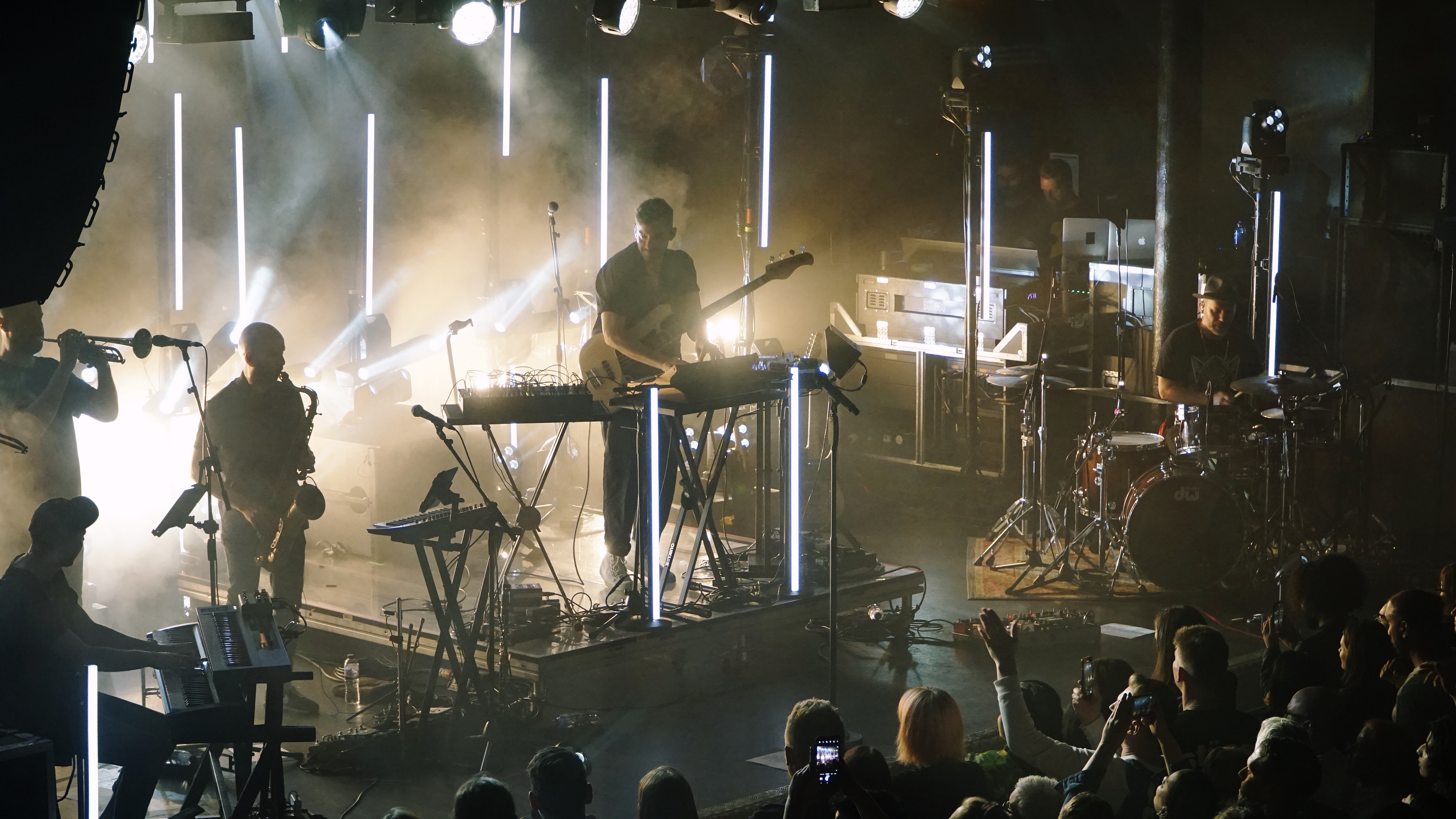 Bonobo performing live with musicians on stage at Rock City in Nottingham.