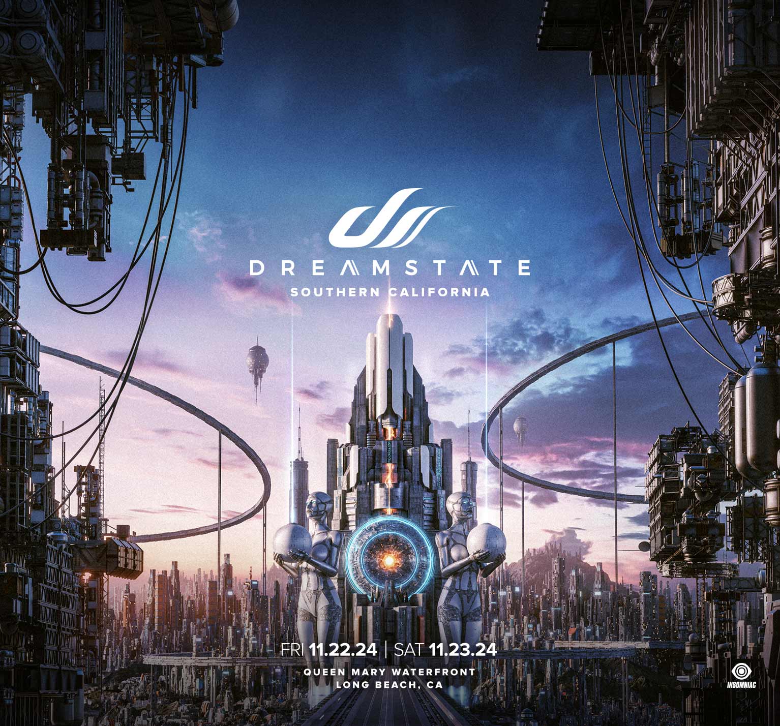 Dreamstate SoCal findet seit mehreren Ausgaben an der Queen Mary Waterfront statt. Artwork: Dreamstate / Insomniac.