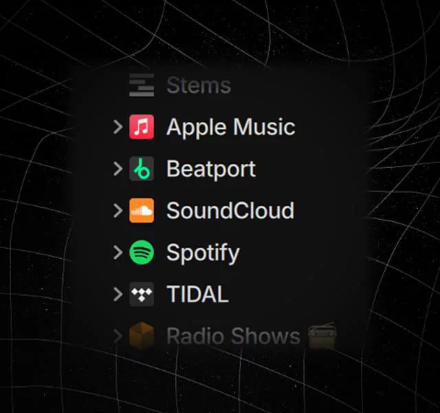 Open Streaming allows several supported streaming services to remain active in the same Serato DJ session.