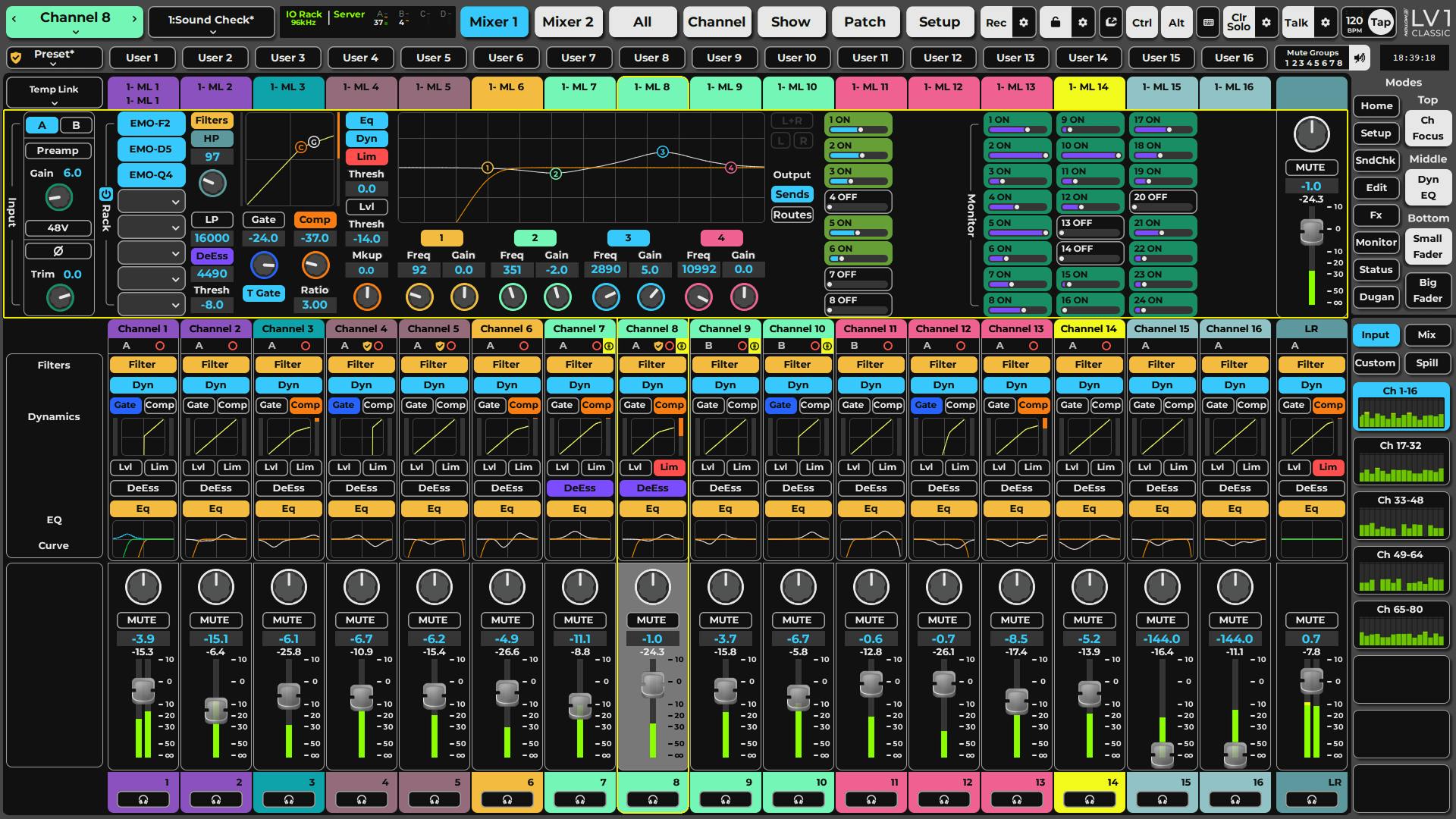 Waves eMotion LV1 v17 ordnet Mixer, Channel Edit und GEQ neu