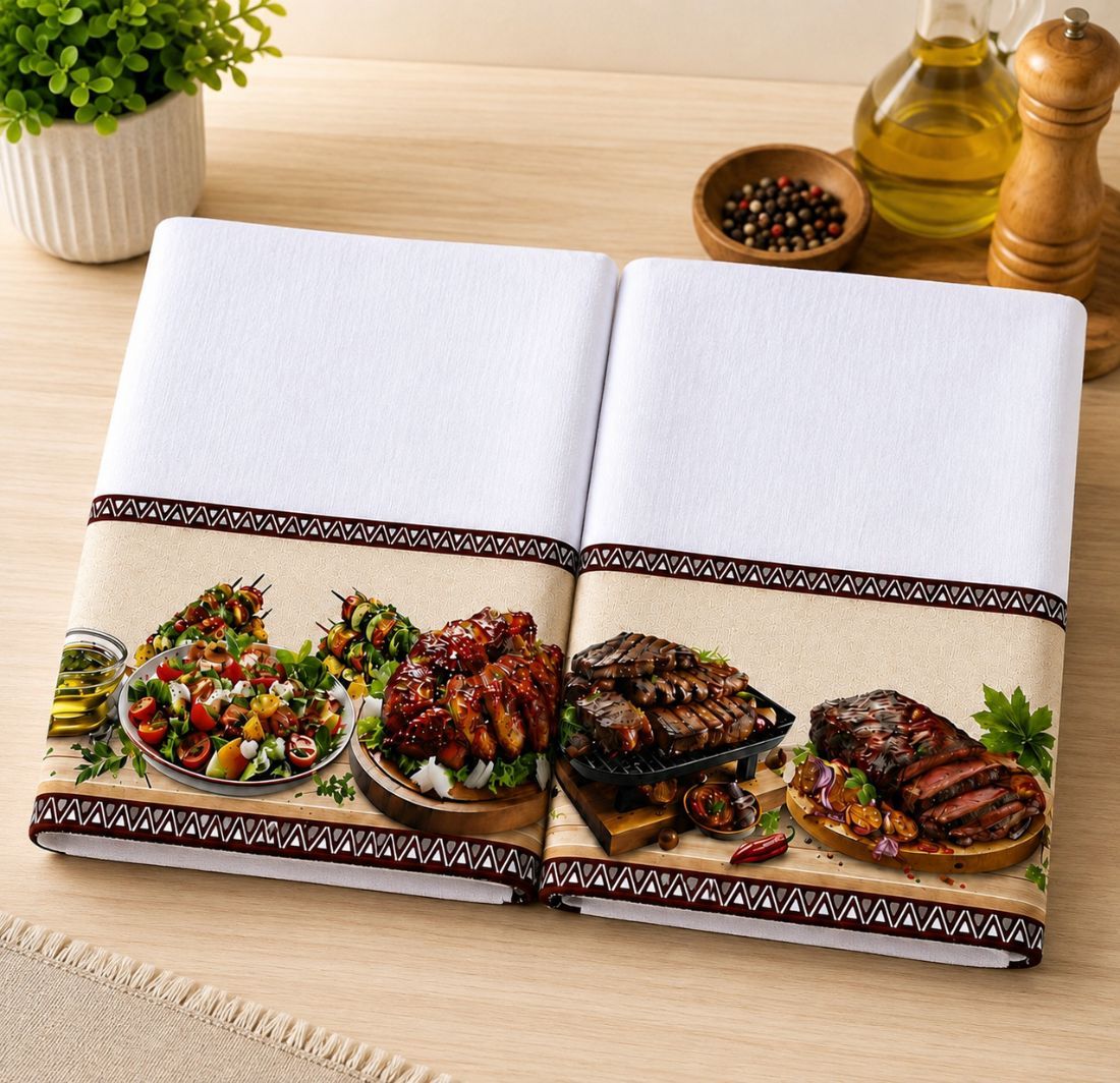 Pano de prato Churrasco · 2 panos · 100% algodão