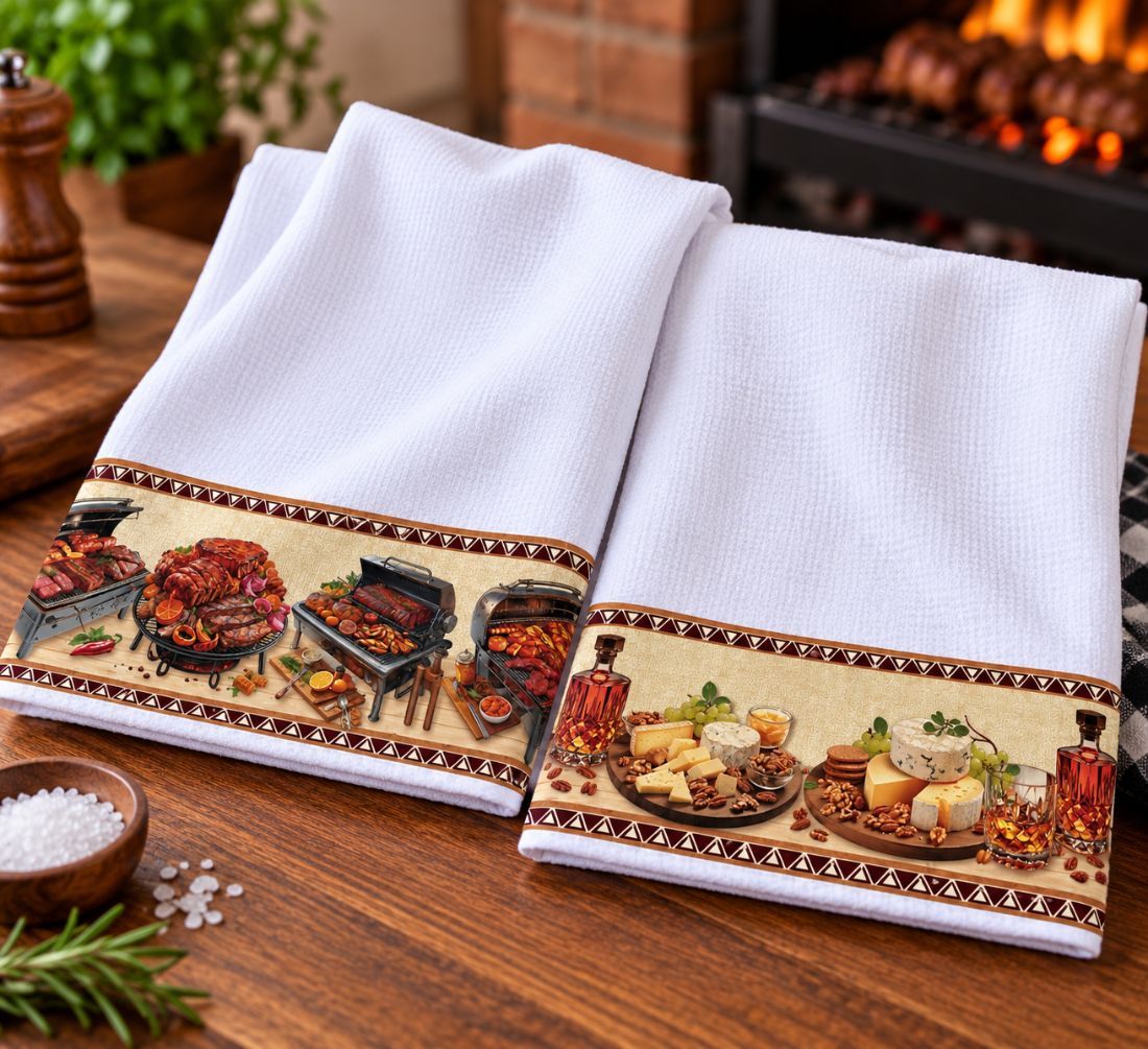Pano de prato Churrasco · 2 panos · 100% algodão